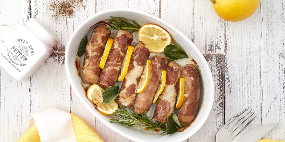 Recipe: Baked pork coppa rolls with lemon